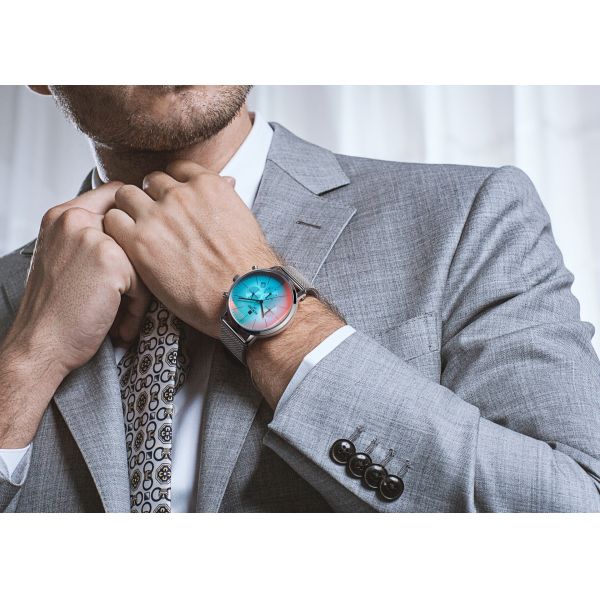 China wholeasale stainless steel mens watches chronograph watch with mesh strap