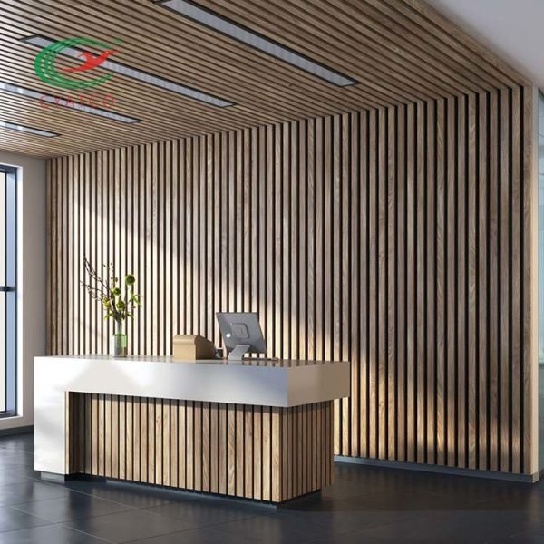 Interior Wooden Slatted Sound Acoustic Panel Melamine Finish Polyester