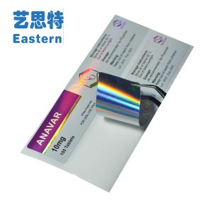 China PET Pill Bottles 10mg Hologram Shiny Glass Vial Labels on sale