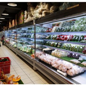 220V Fruit Display Showcase Plug In Multideck Open Chiller With LED Light