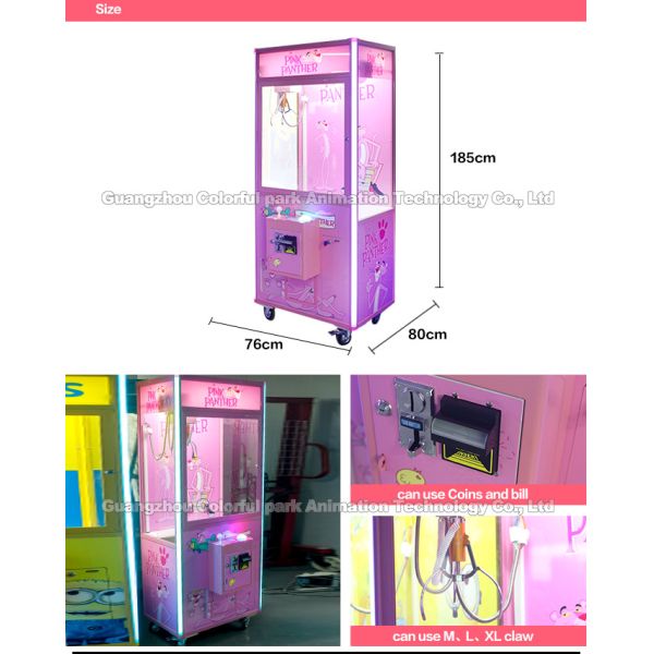 Lollipop Candy Toy Claw Grabber Machine Pink Tempered Glass Material
