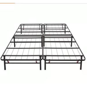 Black Heavy Duty Full Size Double Folding Metal Mesh Frame Bed for Family or