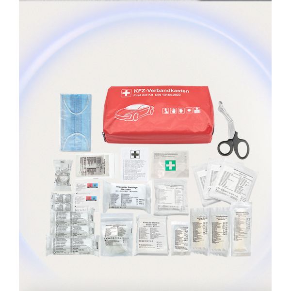 DIN13164-2022 Compliant Vehicle First Aid Kit with 3 Years Warranty and CE/ISO13485/MDR Certification