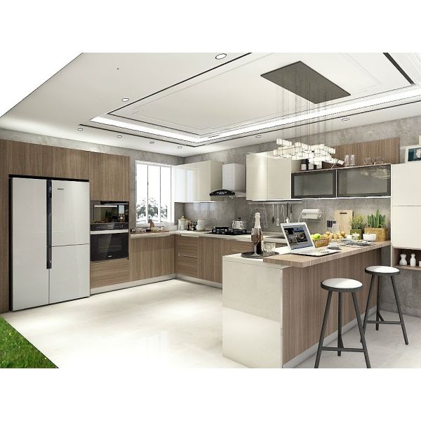 Buy Melamine Lacquer Ready Assembled Modern Kitchen Cabinet Cream at wholesale prices