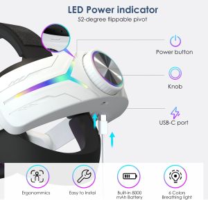 New for Meta Quest 3 With RGB Headset and VR Headset With 8000mAh for Meta Quest