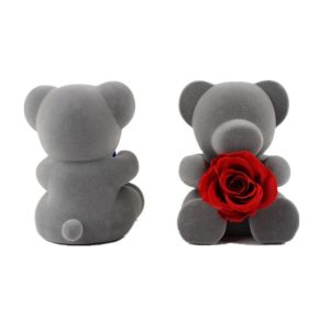 Blue Artificial Preserved Rose Teddy Bear With Rich Romantic Look