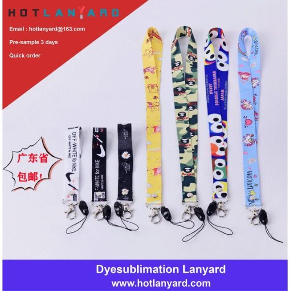 Factory Hot Sale Sublimation Custom Polyester Lanyards, Heat Transfer Printed Neck Lanyard, Custom DIY Cartoon Logo Lany