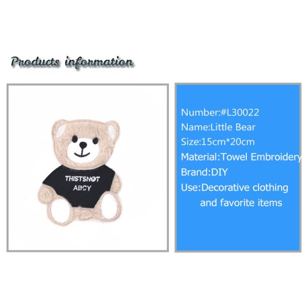 Custom Logo Eco Friendly Teddy Bear Patch , Cartoon Sew On Patches For Kids Blouse
