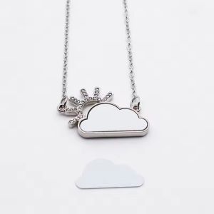 DIY Printing Silver Blank Sublimation Cloud Photo Necklace For Valentine'S Day