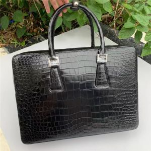 Genuine Crocodile Belly Skin Businessmen ZIP Briefcase Exotic Real True