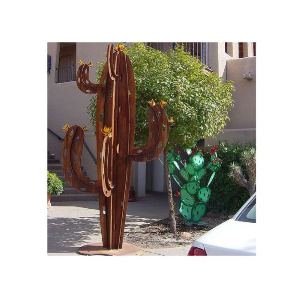 Modern Cactus Abstract Corten Steel Sculpture For Outdoor Garden Decorative