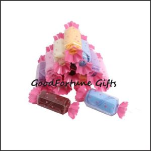 Quality cheap promotional creative candy shape cotton towel wedding birthday festival gift for sale