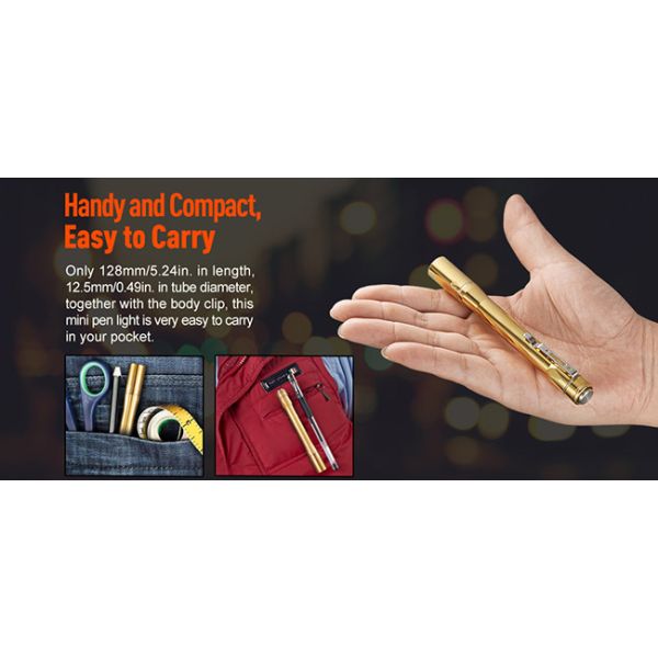 Mini Lumintop Iyp365 Brass Flashlight , Self Luminlous Ring Copper EDC Flashlight