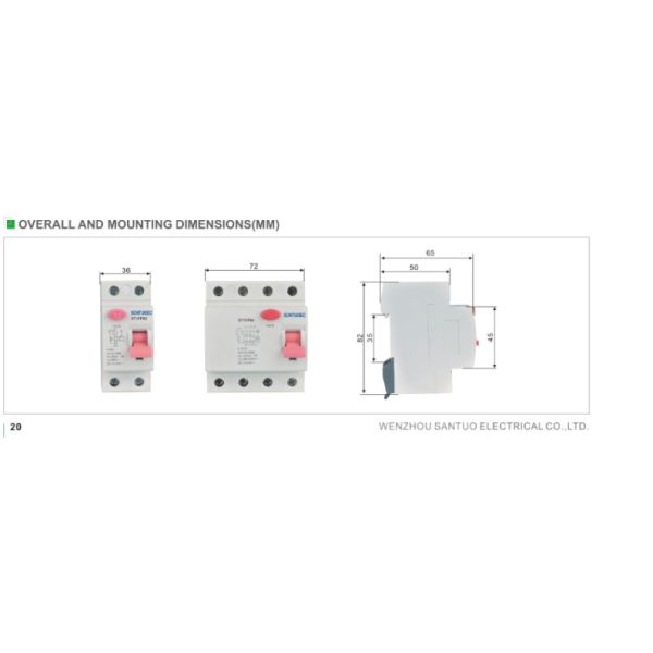 IEC 61008 PA66 30mA Residual Current Circuit Breaker