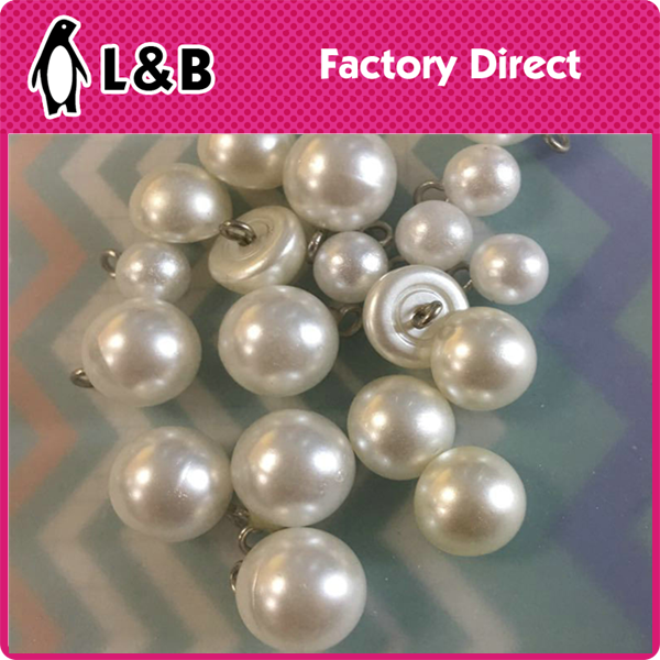 without hole round pearl ABS pearl button with nail for garment accessories