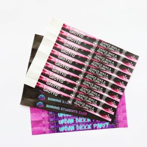 Full Color Custom Logo Tyvek Wristbands Security Sequential Numbering Barcoding