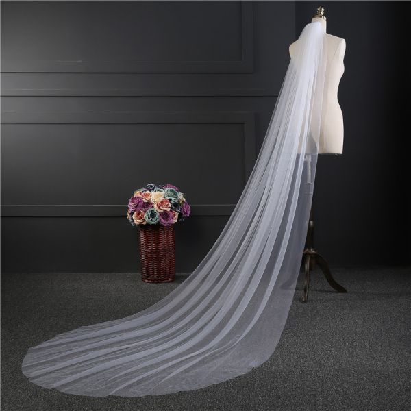 Customized Wholesale 3 Meters Long Tulle A Top Vantage Bridal Wedding Dress Veil With Hair Comb
