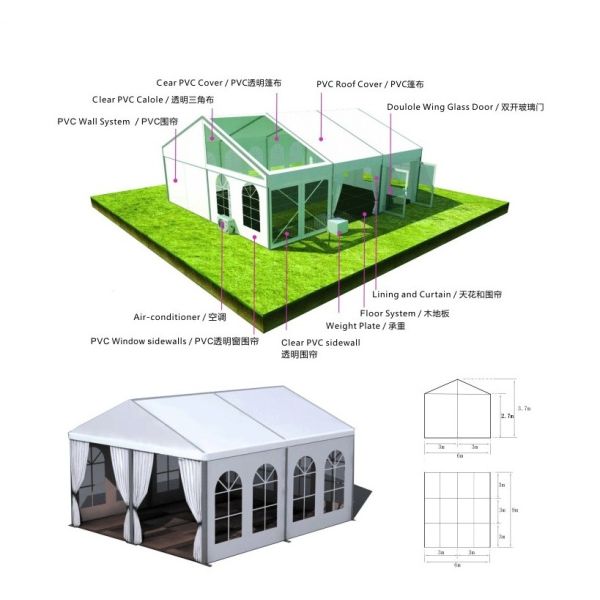 Customized Clear PVC Roof Wedding Party Tent With Glass / PVC Door