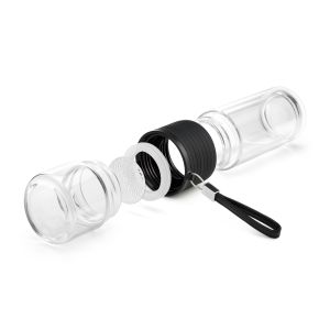 Transparent Borosilicate Double Wall Glass Tea Strainer Infuser OEM