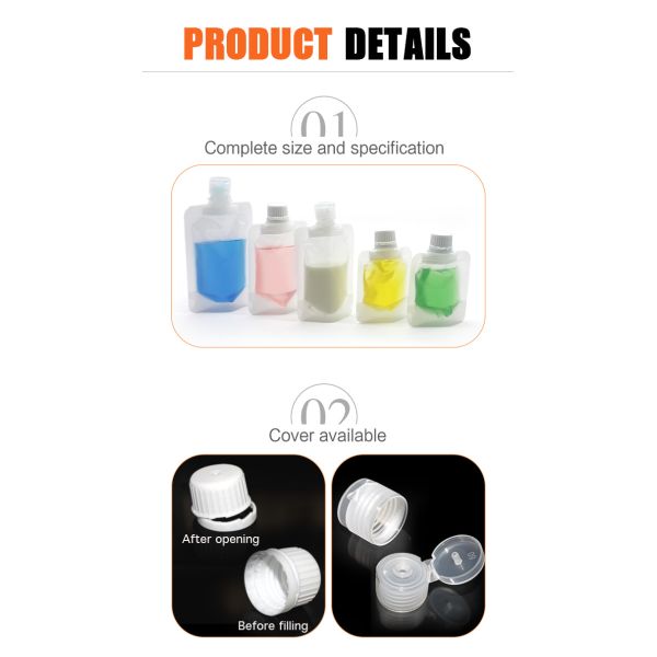 PP 10ml 50ml Plastic Flip Plastic Bag With Screw Cap Eco Friendly Liquid Soap Packaging
