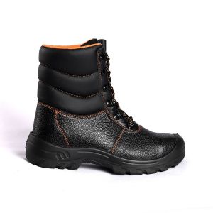 Black Leather Cut Steel Toe Protection Anti Slip Function Action Safety Shoes