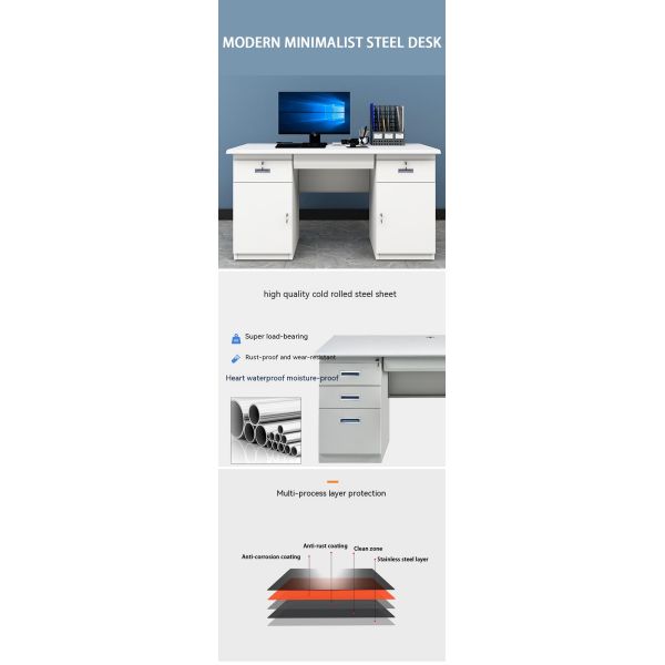 Customizable Thickened Steel Office Desk and Chair Combination with ISO Certification
