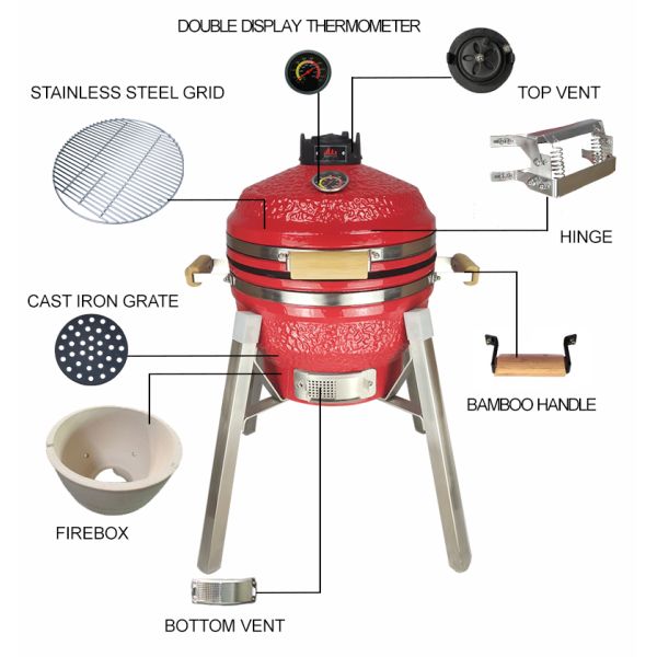 Oval 15 Deflector Rotisserie Grill With Lid Big Masterbuild Pizza Oven Large Outdoor KIMSTONE Kamado Grill