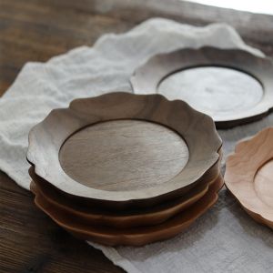 Walnut Acacia Wooden Dinnerware Set Multifunctional Handmade Wooden Plate