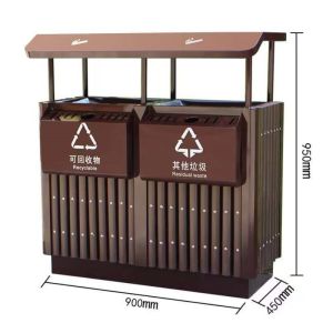 China Hot Selling Galvanized Steel Trash Bin Brown Metal Separate Waste Bins on sale