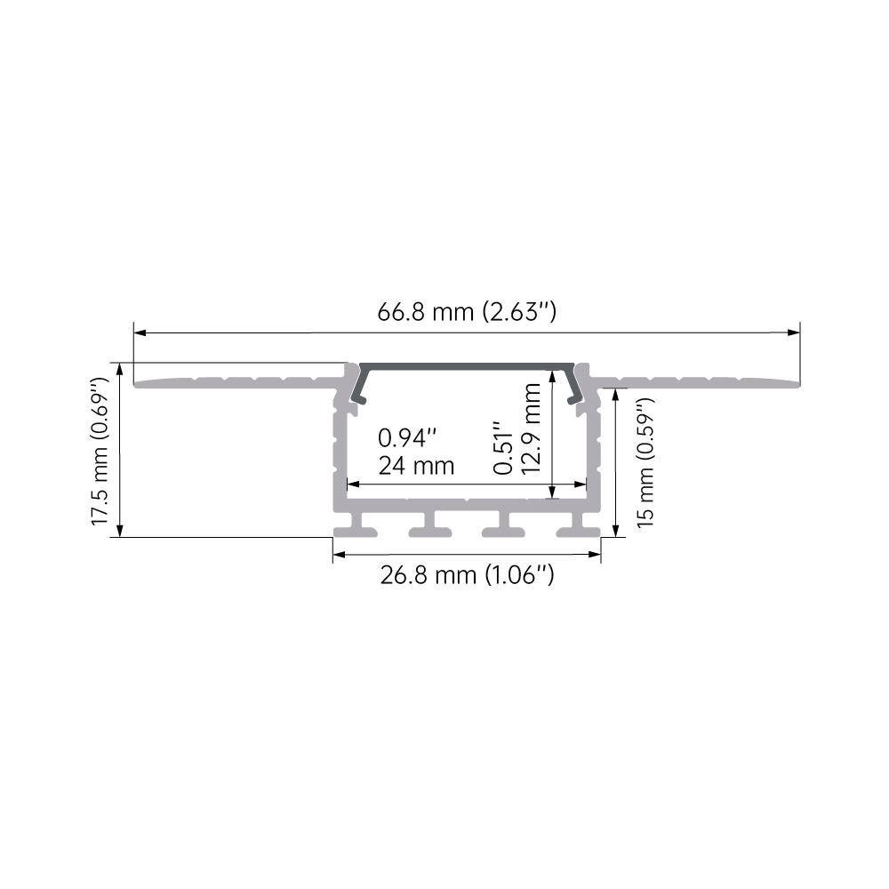 Close-up view of LED aluminum profile construction