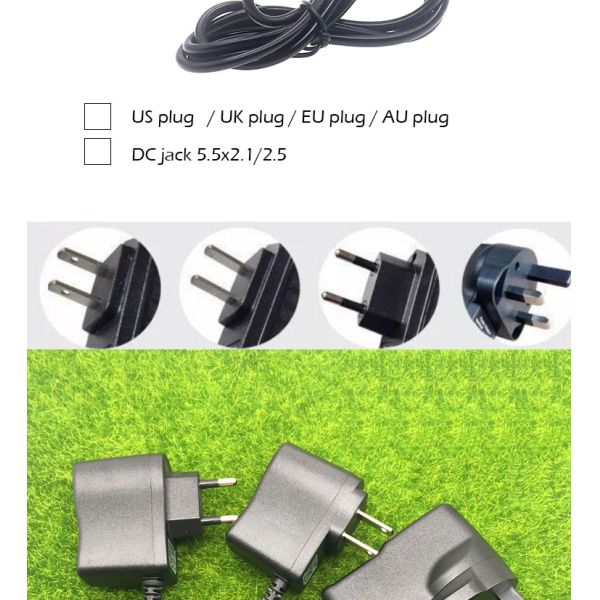 US EU UK AU Plug AC to 5V 9V 12V DC 5.5x2.1mm 2.5 Jack Power Supply Adapter