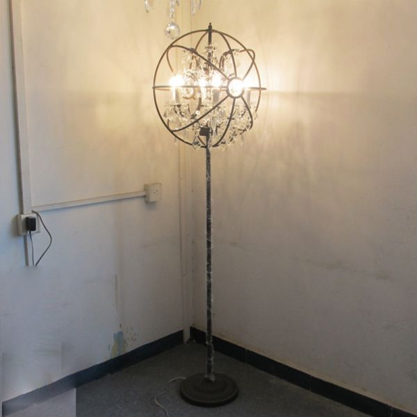 Buy Round Crystal Elegant Retro type iron floor lamp and crystal black floor lamp(WH-VFL-08) at wholesale prices