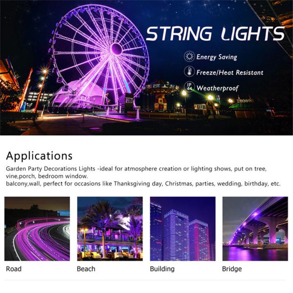 Smart Wi-Fi RGB Festival Decorative IP44 Waterproof Christmas Lamp LED Tree Lighting Indoor Outdoor Lights String