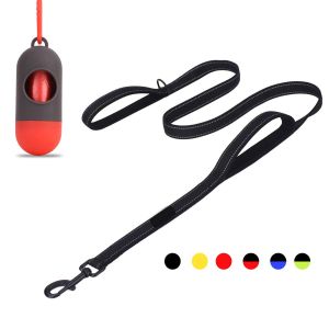 3M Reflective Nylon Dog Leash , 5ft Heavy Duty Rope Leash With 2 Padded Handle