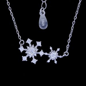 Attractive Silver Cubic Zirconia Necklace , Bell Chain 925 Silver Choker