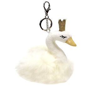CPSIA Stuffed Swan Princess Flash Key Chain For Girls