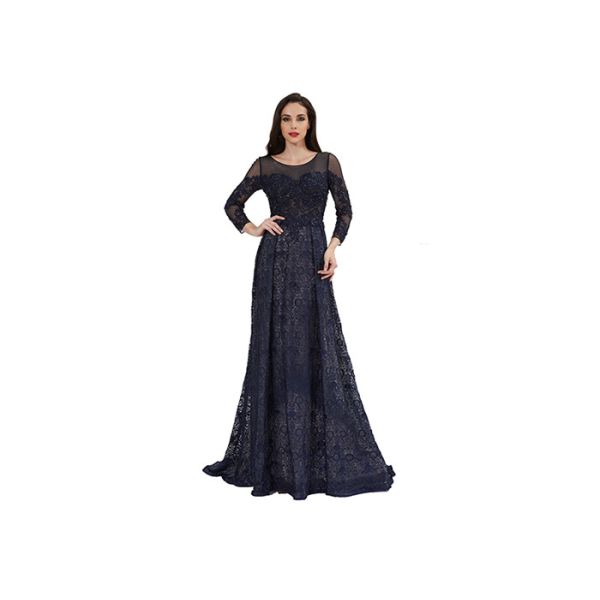 Buy Royal Blue Long Sleeve Evening Gowns , Arabic Long Evening Dress at wholesale prices