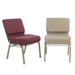 China Stackable Navy Blue Fabric Church Chairs with Metal Legs on sale