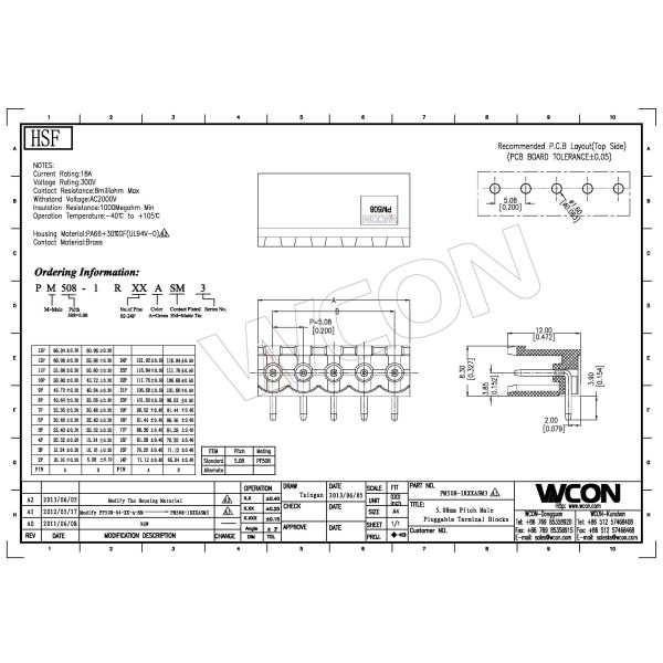 8 P PA66 Electrical Pcb Terminal Block Connector Open Type 5.08mm