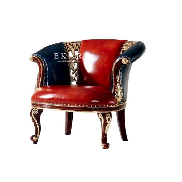 Wooden Frame Luxury Antique Living Room Furniture Leisure Armchair