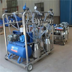 4 Buckets Mobile Milking Machine with 25L Stainless Bucket and 2.2kw Power for