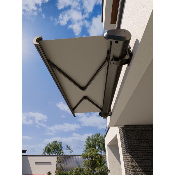 Outdoor Sunshade Motorized Lightweight Retractable Awning With LED Lights Garden Canopy