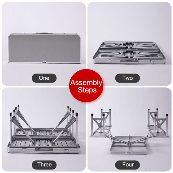 General Portable Space-saving One-piece Camping Table and Chair Set for Outdoor Travel