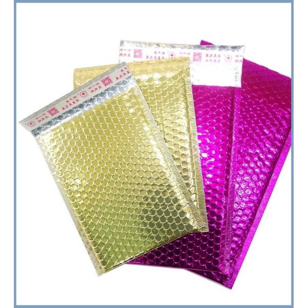 Reusable Metallic Matte Glossy Holographic Zip lockk Bags, Reclosable Cosmetic Packing Bubble Pouch Slider Zipper