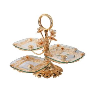 Golden Restaurant Exquisite Luxury Glass Storage Tray