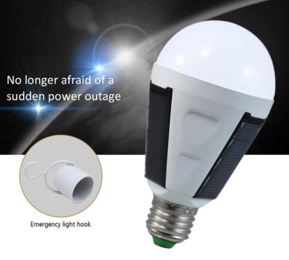 Buy 7W 12W led bulb solar emergency rechargeable lamp E27 Li battery CE isolated driver 5630 chip Epistar 80LM 80RA PC cover at wholesale prices