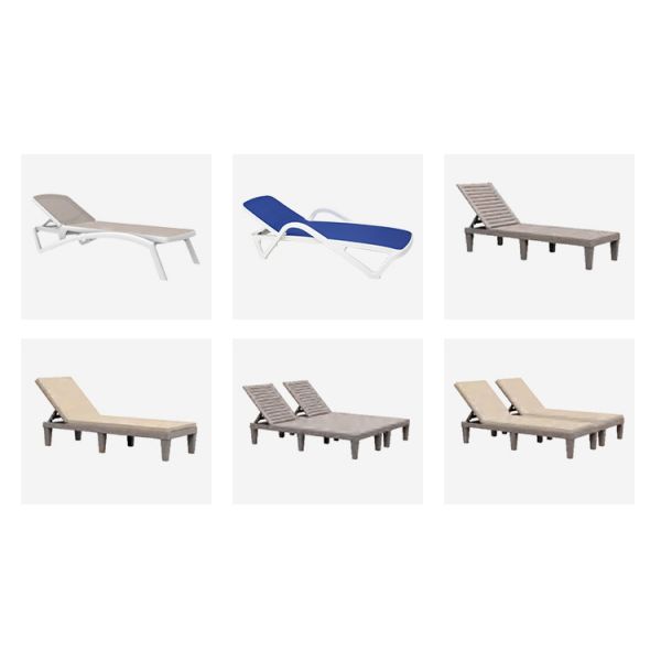 Outdoor Furniture Sun Bed for Swimming Pool Plastic Stackable Chaise Lounge Chair