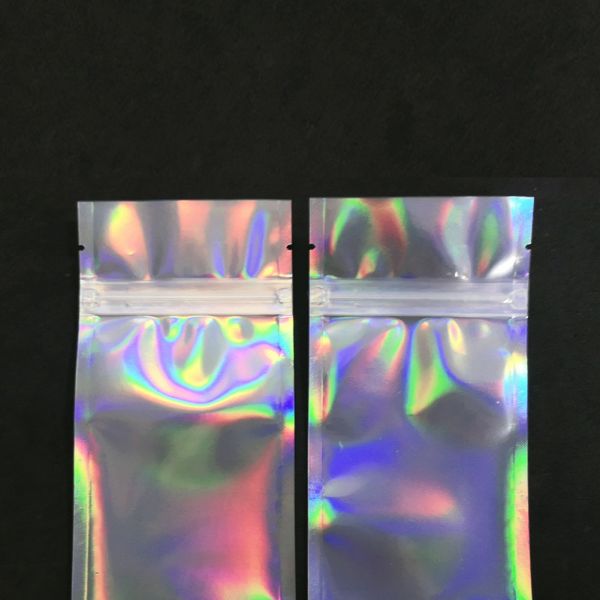 Makeup Brush Resealable Hologram Laser Transparent Plastic Zipper Bag