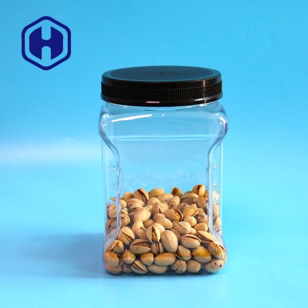 Buy 64oz Canning Square Wide Mouth Plastic Jars PET Grip Container at wholesale prices