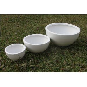 Modern Round Fibre Clay Garden Pots Hand Carved Lightweight